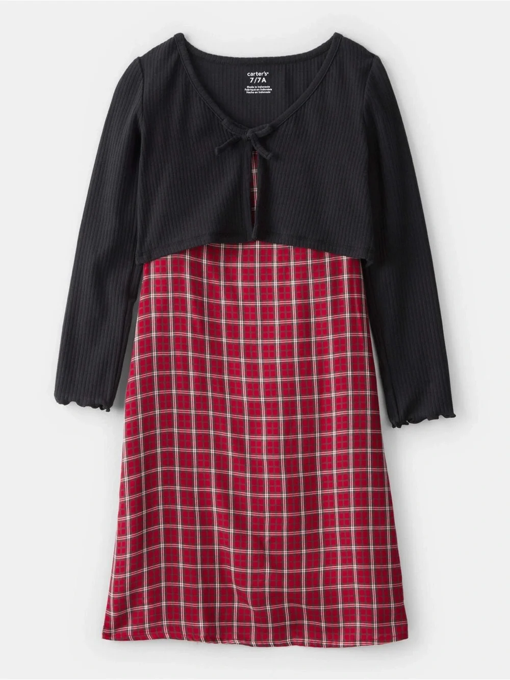 *Worn Once* Carter’s Girls Red and Black 2-Piece Plaid Dress Set, Size 14